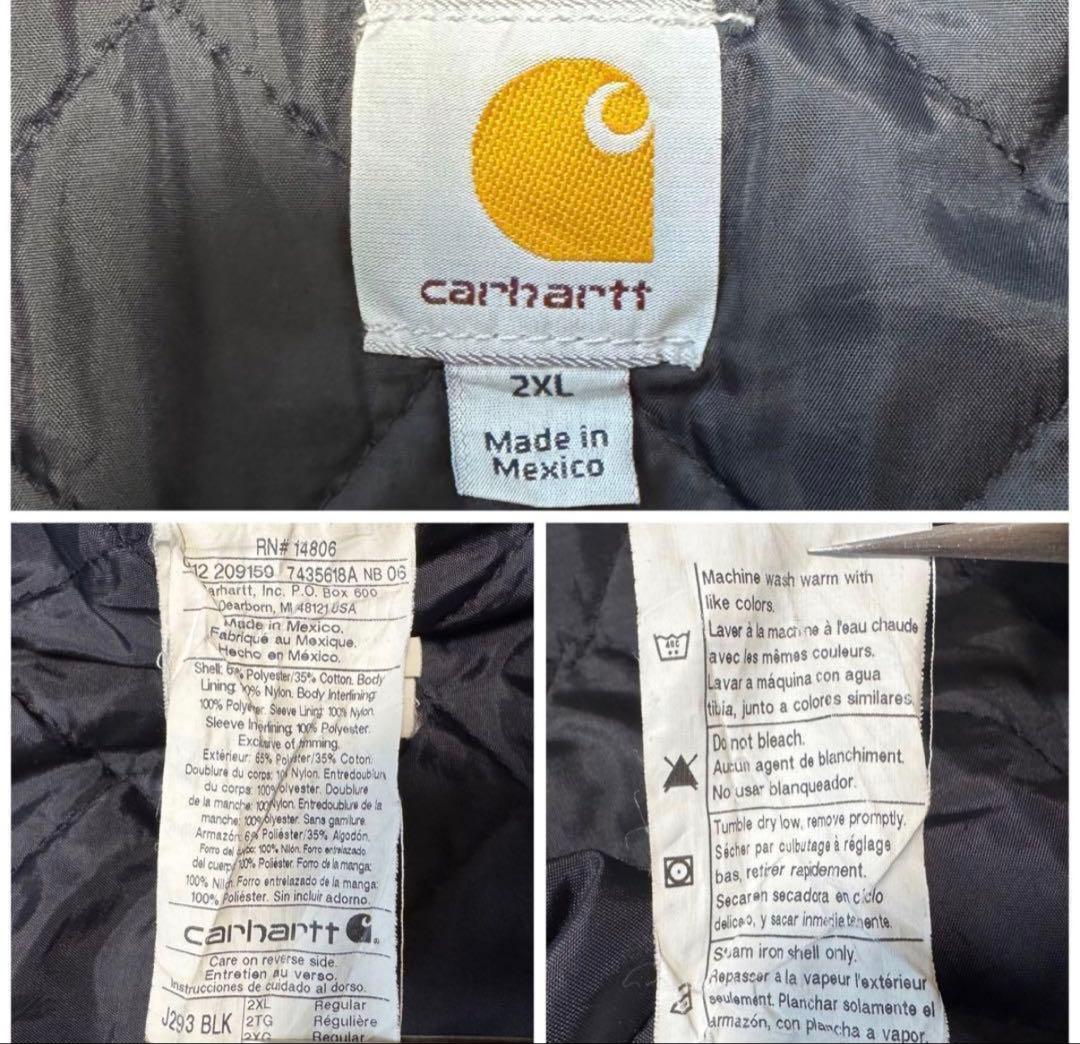 希少2XL★Carhartt カーハート カバーオールブルゾン 金ボタン 黒