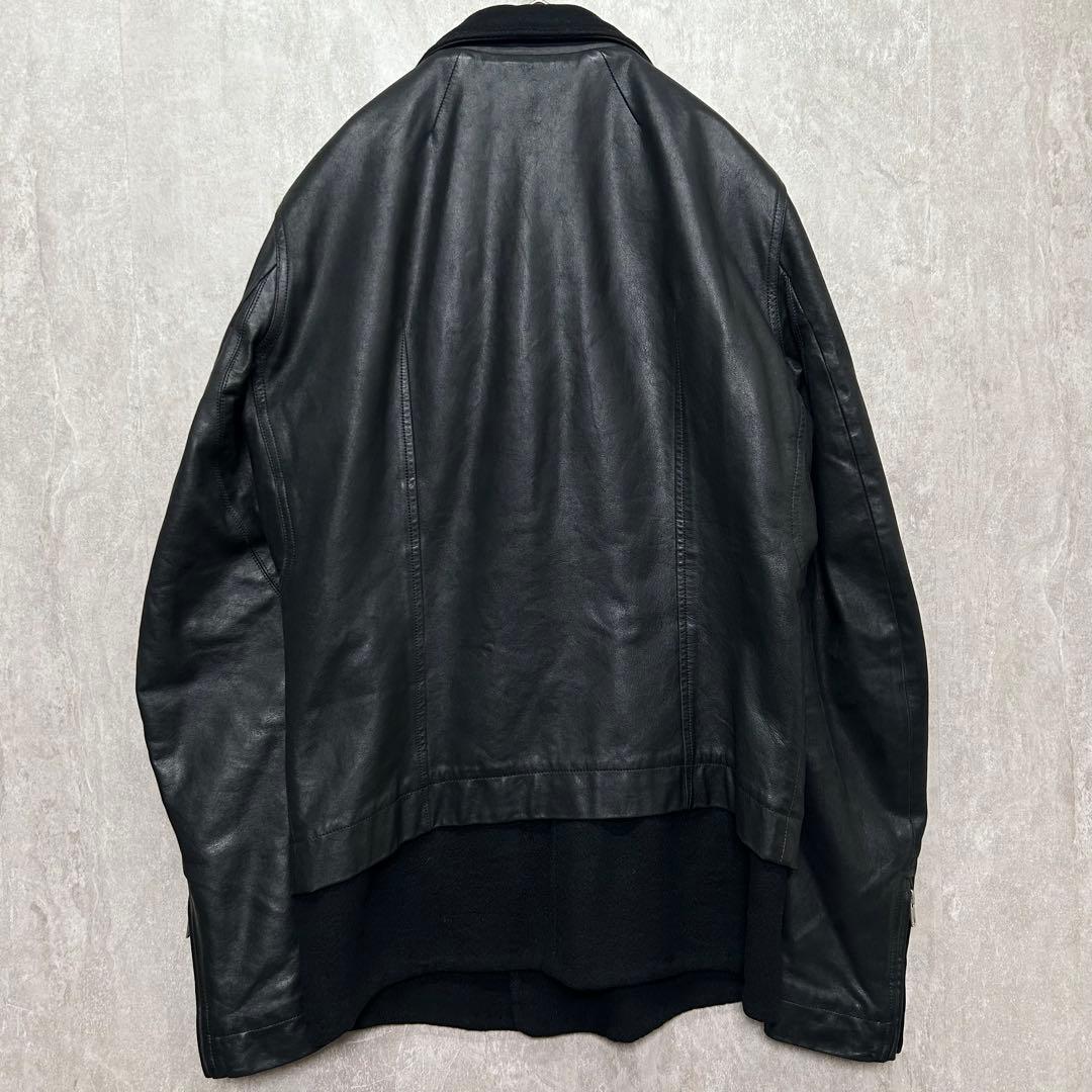 希少 Rick Owens 14AW カシミヤ裏地 レザーライダース 52 黒