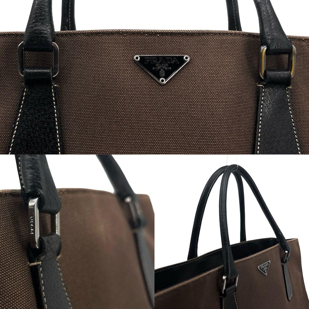 美品】 PRADA　プラダ　トートバッグ　三角ロゴ　キャンバス　革　A4収納