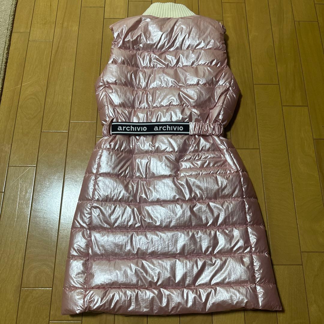 【新品】archivio ピンク ダウンベスト ベルト付き レディース