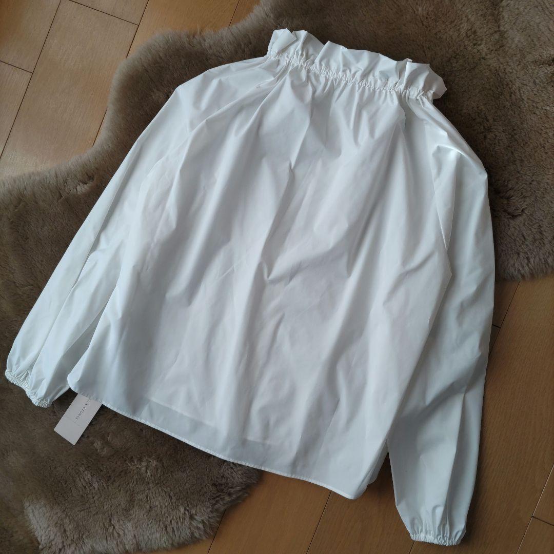 未使用☆40☆4WAYストレッチタフタ フリルネックブラウス☆EPOCA