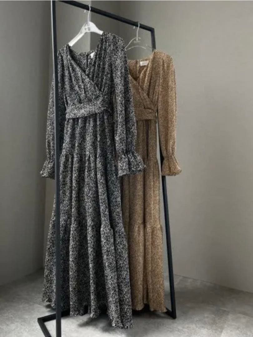 ワンピース BayBee flower cache-coeur dress(black)