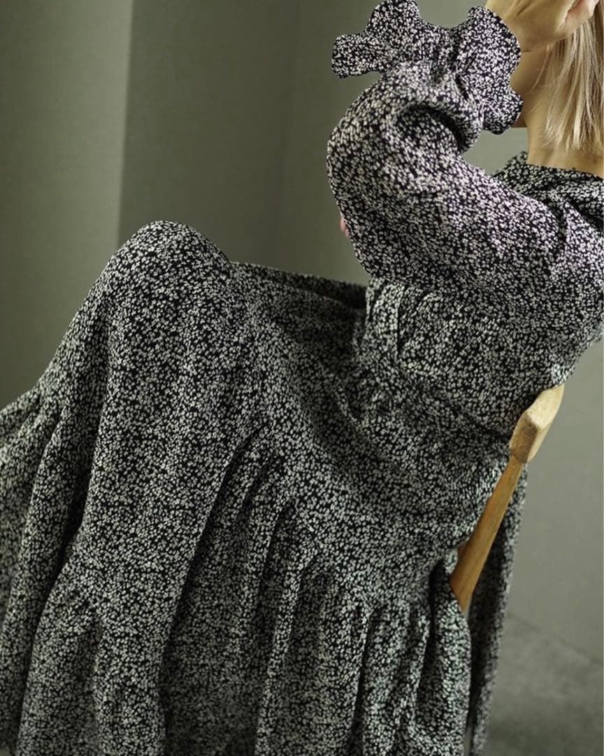 ワンピース BayBee flower cache-coeur dress(black)