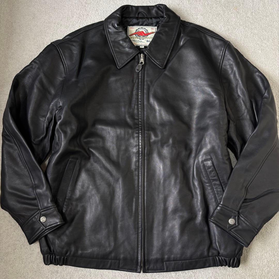 美品 2XL AVIREX ラムレザー ヴァーシティジャケット ライダース