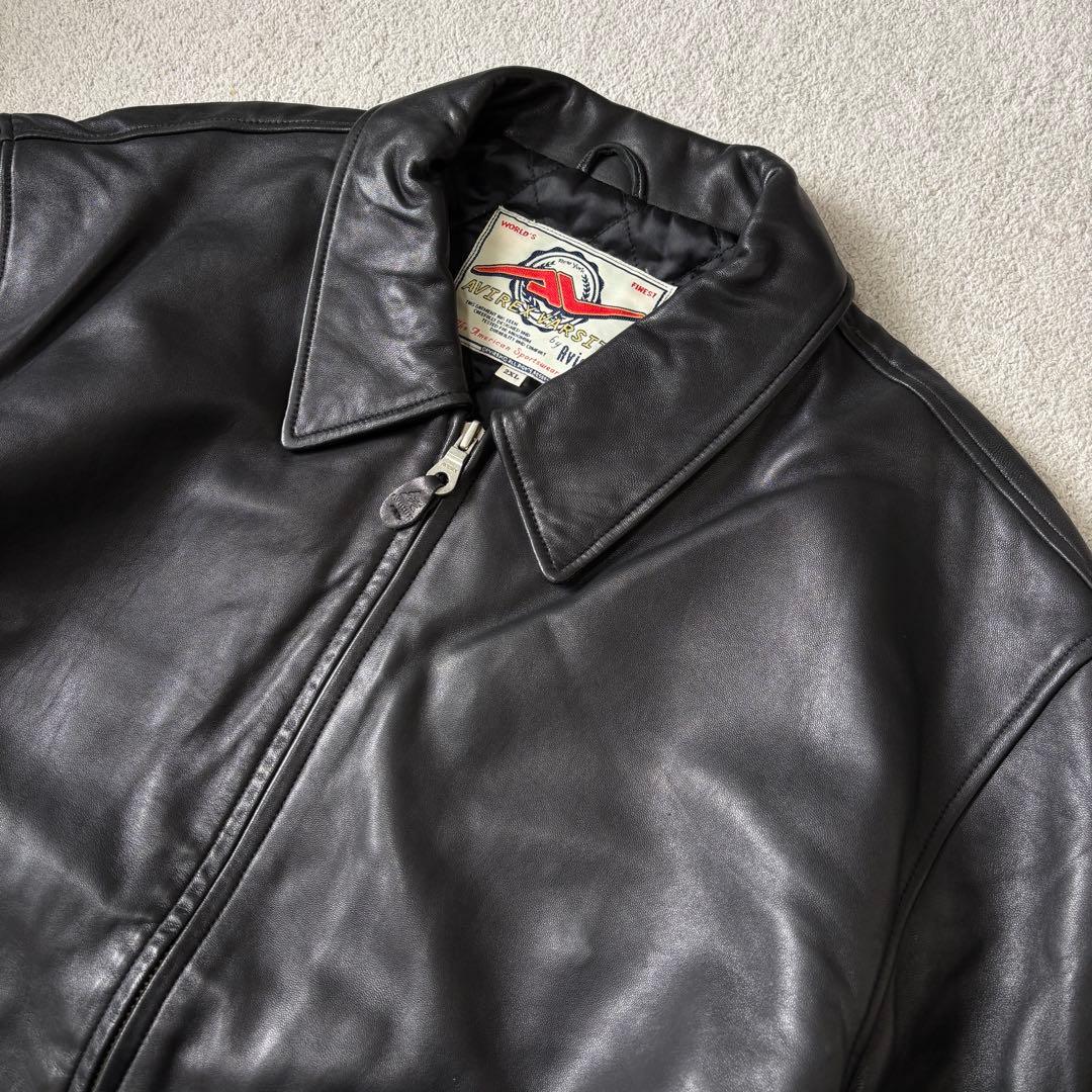 美品 2XL AVIREX ラムレザー ヴァーシティジャケット ライダース