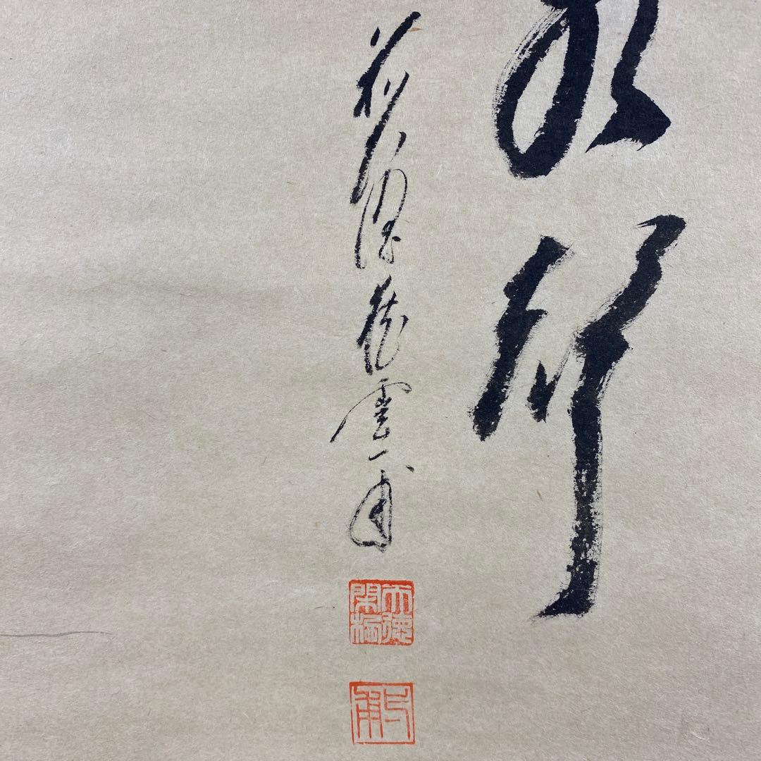 美品 掛け軸 大徳寺 矢野一甫作 川蝉画賛「泉聲」共箱 禅語 夏掛け