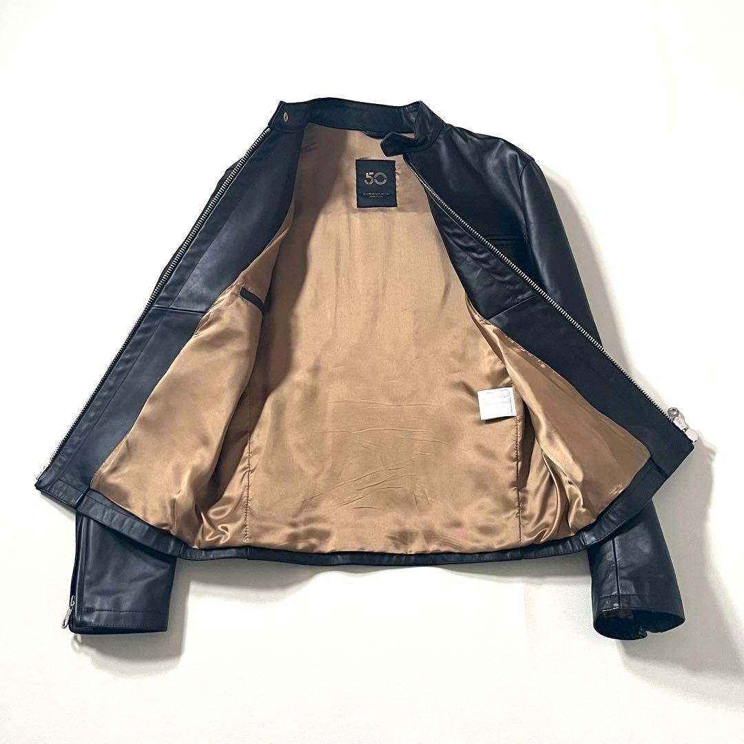【未使用級】チンクアンタ　シングル ライダース ジャケット　馬革　黒　H-502