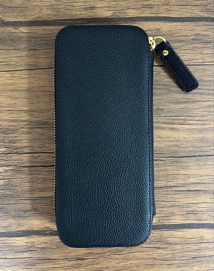 【新品】バハギア ペンケース ラウンドジップ型 シュリンクレザー ブラック