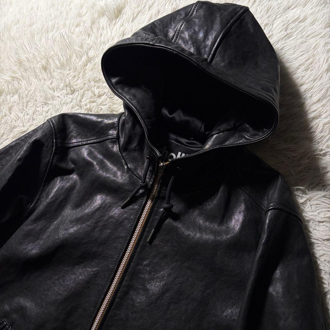 極美品■Schott ラムレザー ジャケット パーカー 羊革　ラムレザー 38