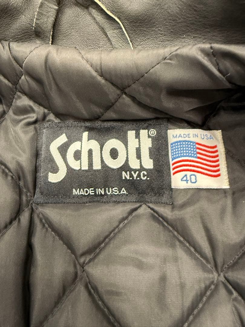 ★人気SchottシングルライダースUSA製40美品★