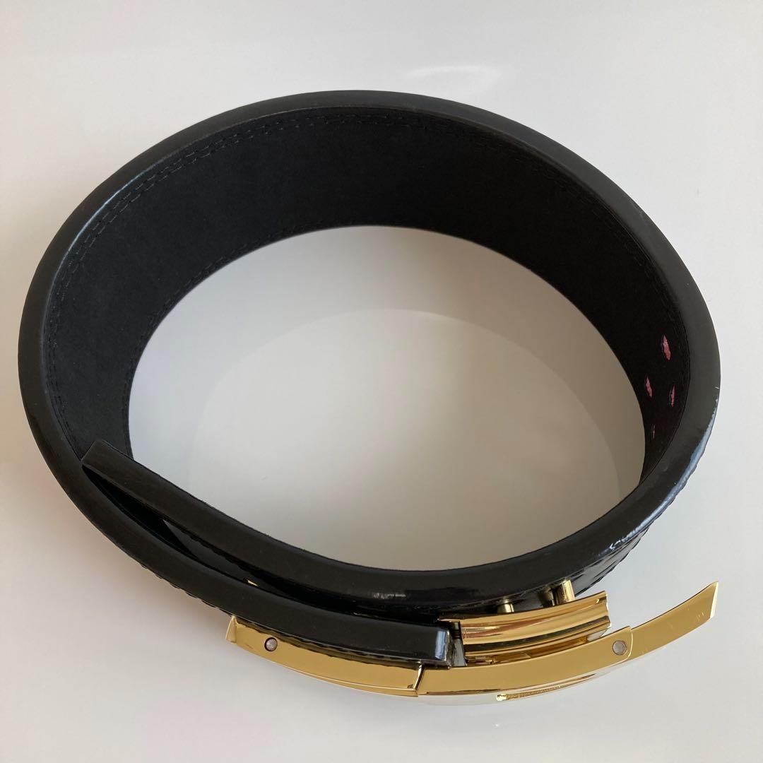 パワーベルト レバーアクション Mサイズ ワンタッチ可変式　ブラック×ゴールド