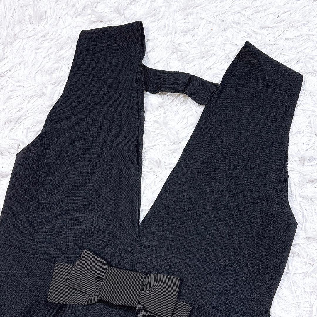 人気【美品】M'S GRACY ペプラムニットジレ グログランリボン パール装飾