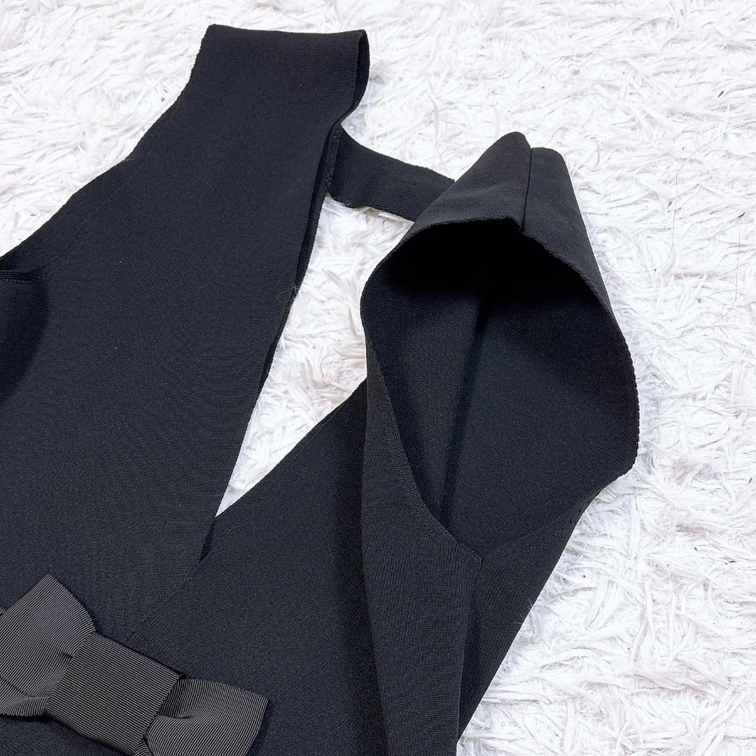 人気【美品】M'S GRACY ペプラムニットジレ グログランリボン パール装飾