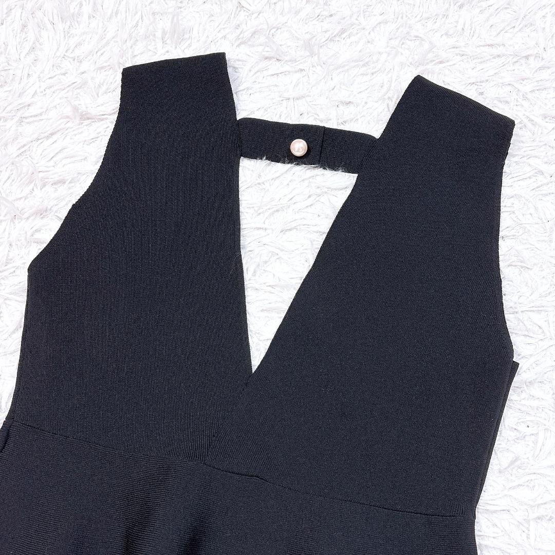 人気【美品】M'S GRACY ペプラムニットジレ グログランリボン パール装飾