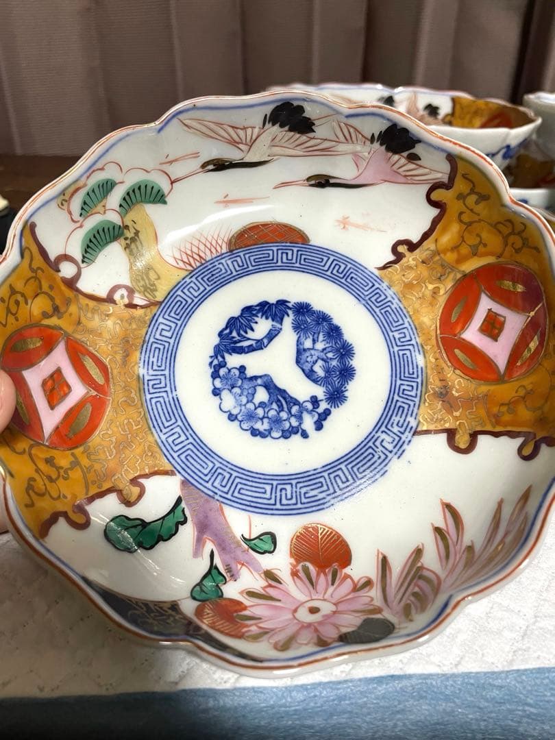 有田焼 伊万里焼 古伊万里 金彩 色絵 角皿　池盛皿