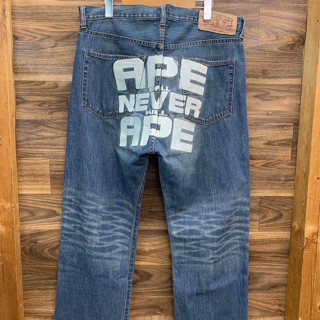 中古 A BATHING APE ペイントデニムパンツ