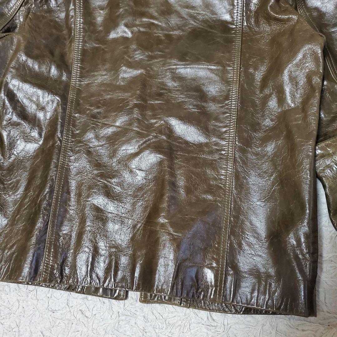 極美品 希少色 Haruf 馬革 襟ボア ライダース シングル L カーキ