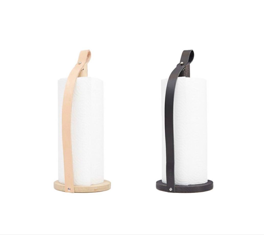 キッチンペーパーホルダー オーク材&レザー byWirth