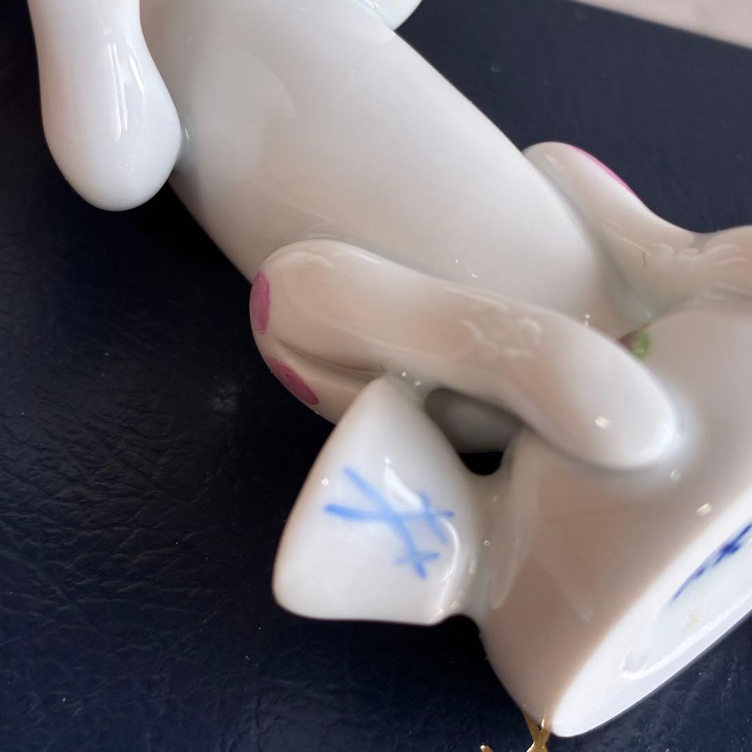 【極美品・箱付】マイセン ミニ干支 手びねり人形 戌（イヌ）ピンク