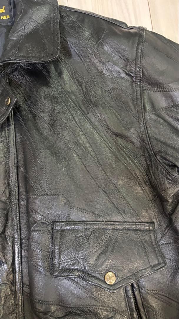 ビンテージ　古着　本革　leather&soul ツギハギ　レザージャケット