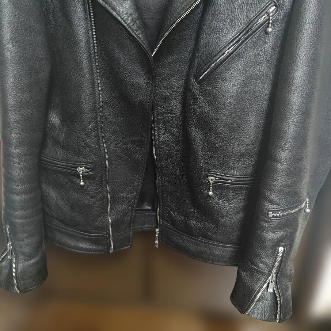 サイクロン型 ライダースJKT ダブル 牛革 エクセラファスナー