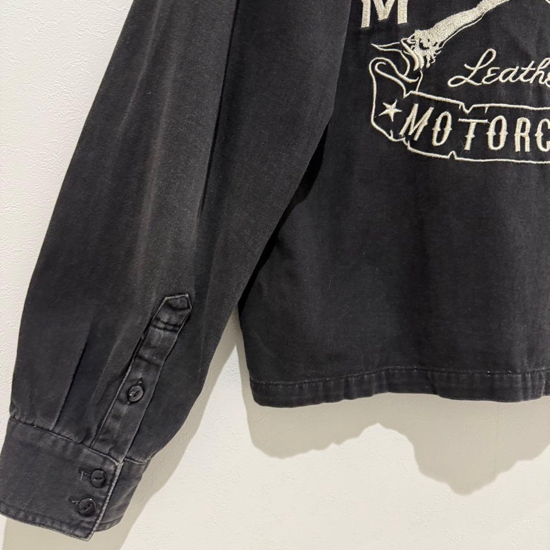 VANSON バンソン　デニムジャケット　スカル　クロスボーン　コットン　黒　L