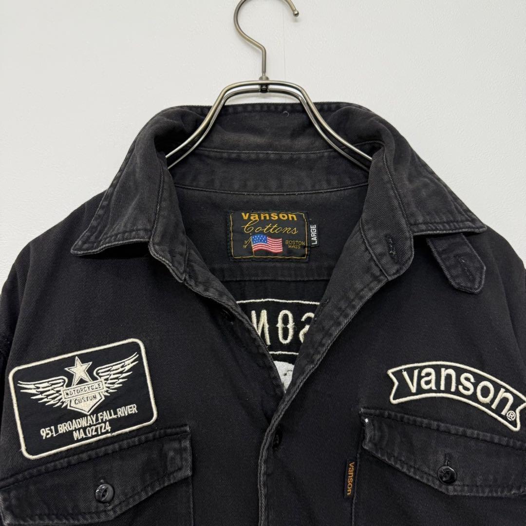 VANSON バンソン　デニムジャケット　スカル　クロスボーン　コットン　黒　L