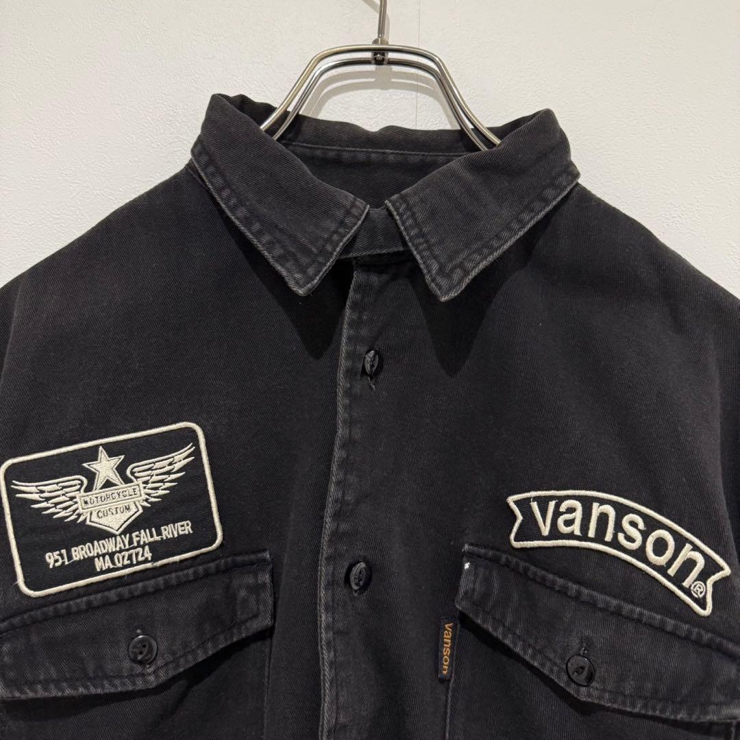 VANSON バンソン　デニムジャケット　スカル　クロスボーン　コットン　黒　L
