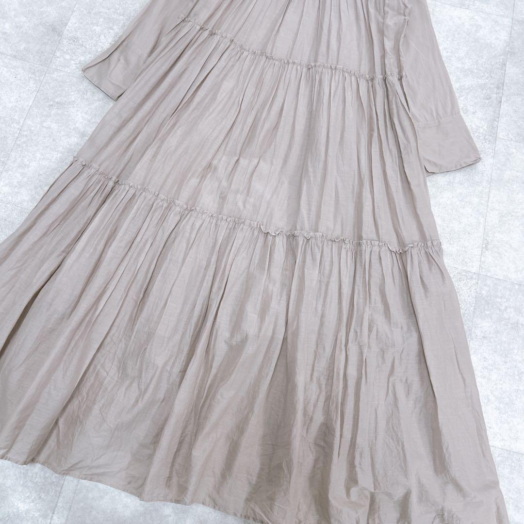 美品✨ ヌキテパ コットンボイル ティアード ワンピース マキシ丈 ベージュ M