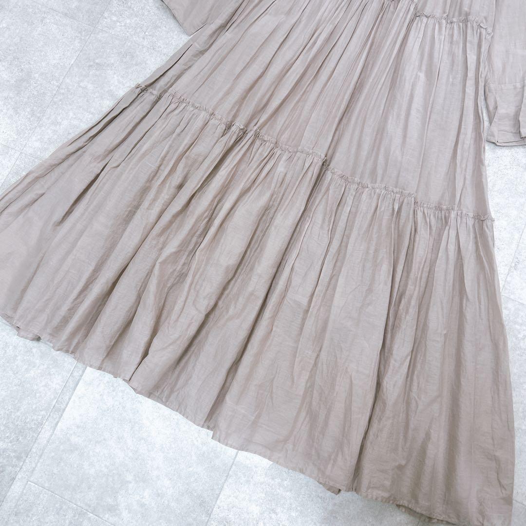 美品✨ ヌキテパ コットンボイル ティアード ワンピース マキシ丈 ベージュ M