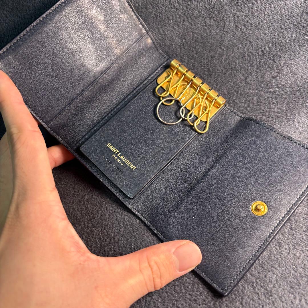 ysl サンローラン　キーケース　ブラック　ロゴ