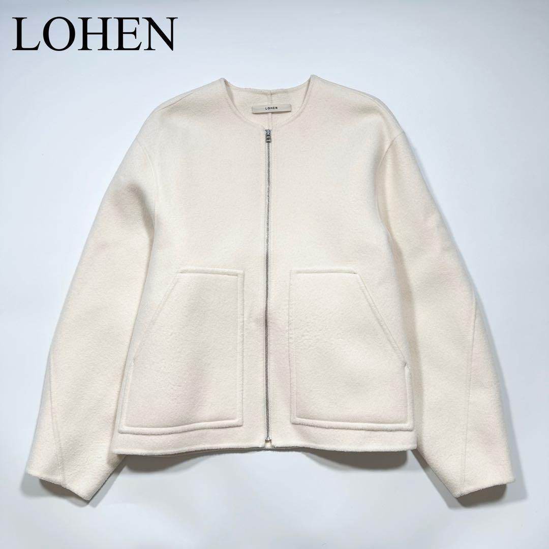 LOHEN ローヘン バックフォルムリバージップブルゾンコート ウール ホワイト
