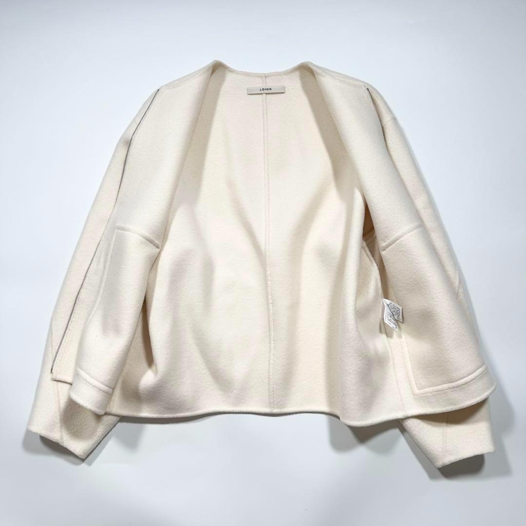 LOHEN ローヘン バックフォルムリバージップブルゾンコート ウール ホワイト