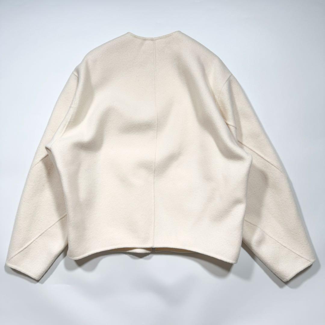 LOHEN ローヘン バックフォルムリバージップブルゾンコート ウール ホワイト