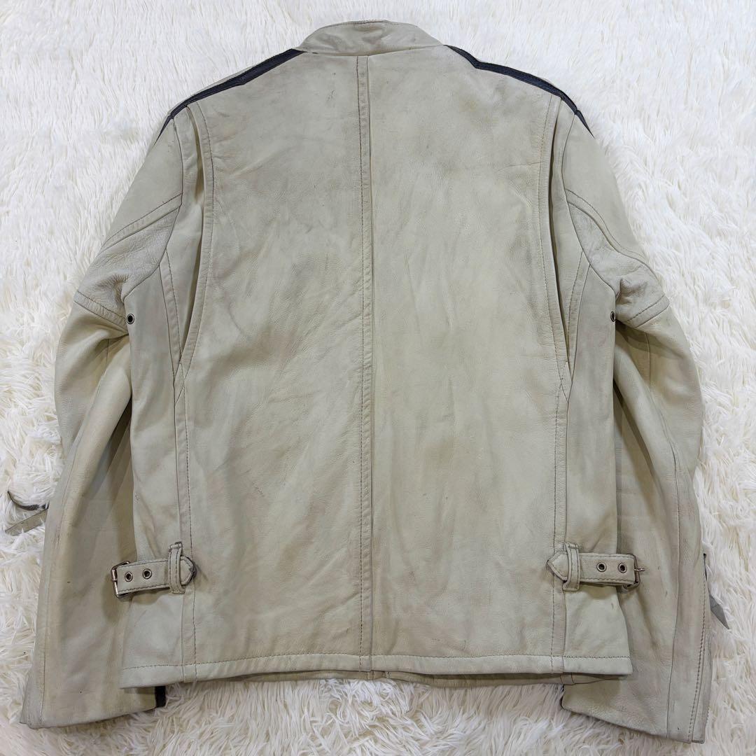ショット クラシックレーサー シングルライダース ジャケット 牛革 ホワイト M