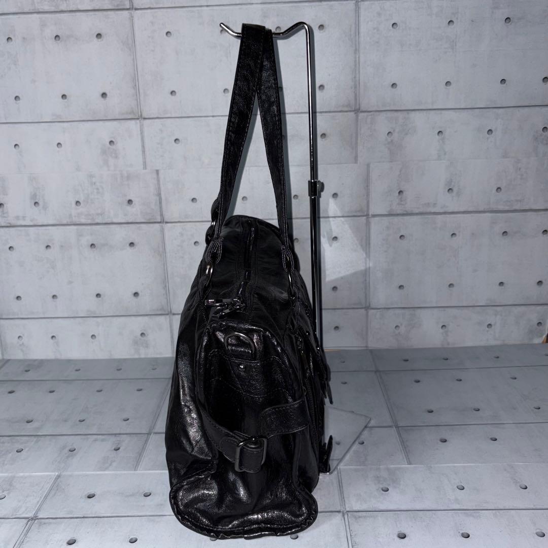 極美品 Y2K 00s ベルト スタッズ 2way トートバッグ ボストン型 黒