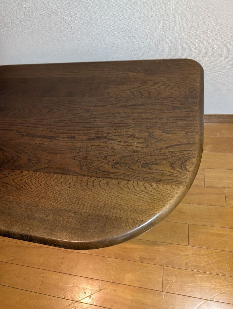 《送料込》カリモク 天然木ローテーブル デスク 引き出し付 ブラウン センター