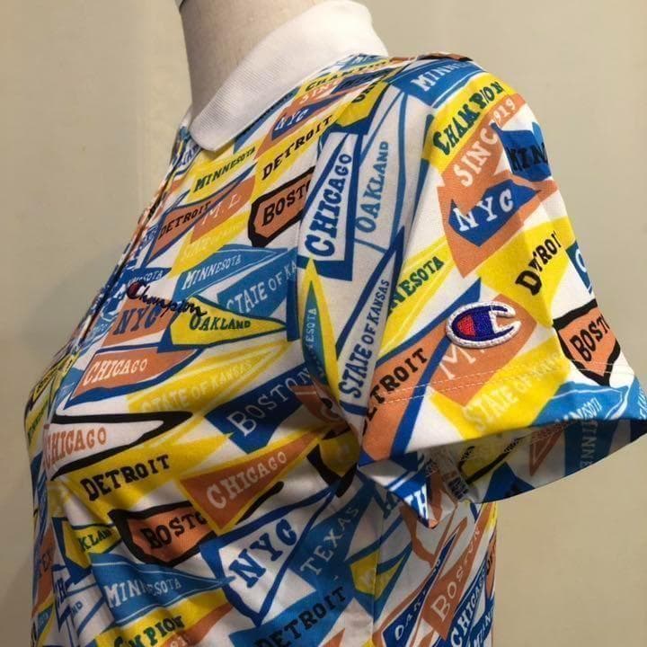 チャンピオン ゴルフ ポロシャツ レディース フラッグ 総柄 Mサイズ