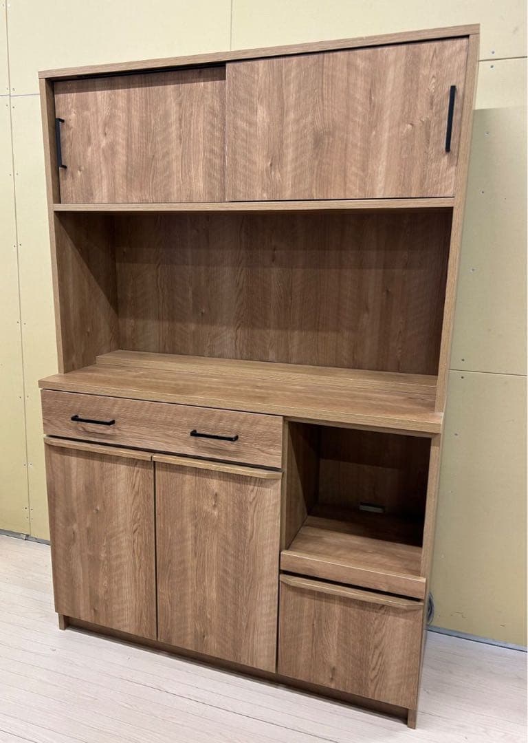 木目調 食器棚 収納 unico YAO KITCHEN BOARD