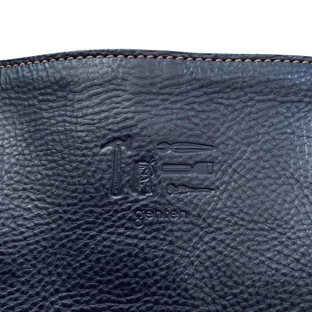 genten ゲンテン【美品】シボ革 シュリンクレザー トートバッグ 工具ロゴ