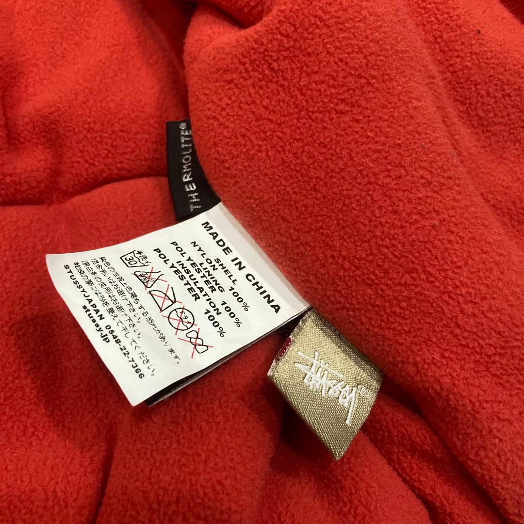 STUSSY ステューシー 中綿ジャケット M レッド 裏フリース