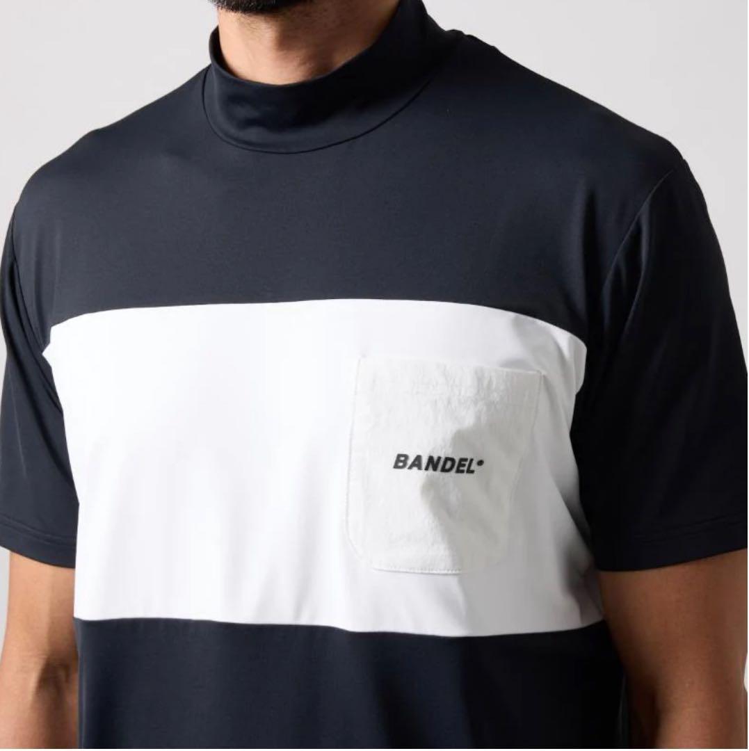 【新品・タグ付き】BANDEL メンズ モックネック 黒×白 胸ポケット XL