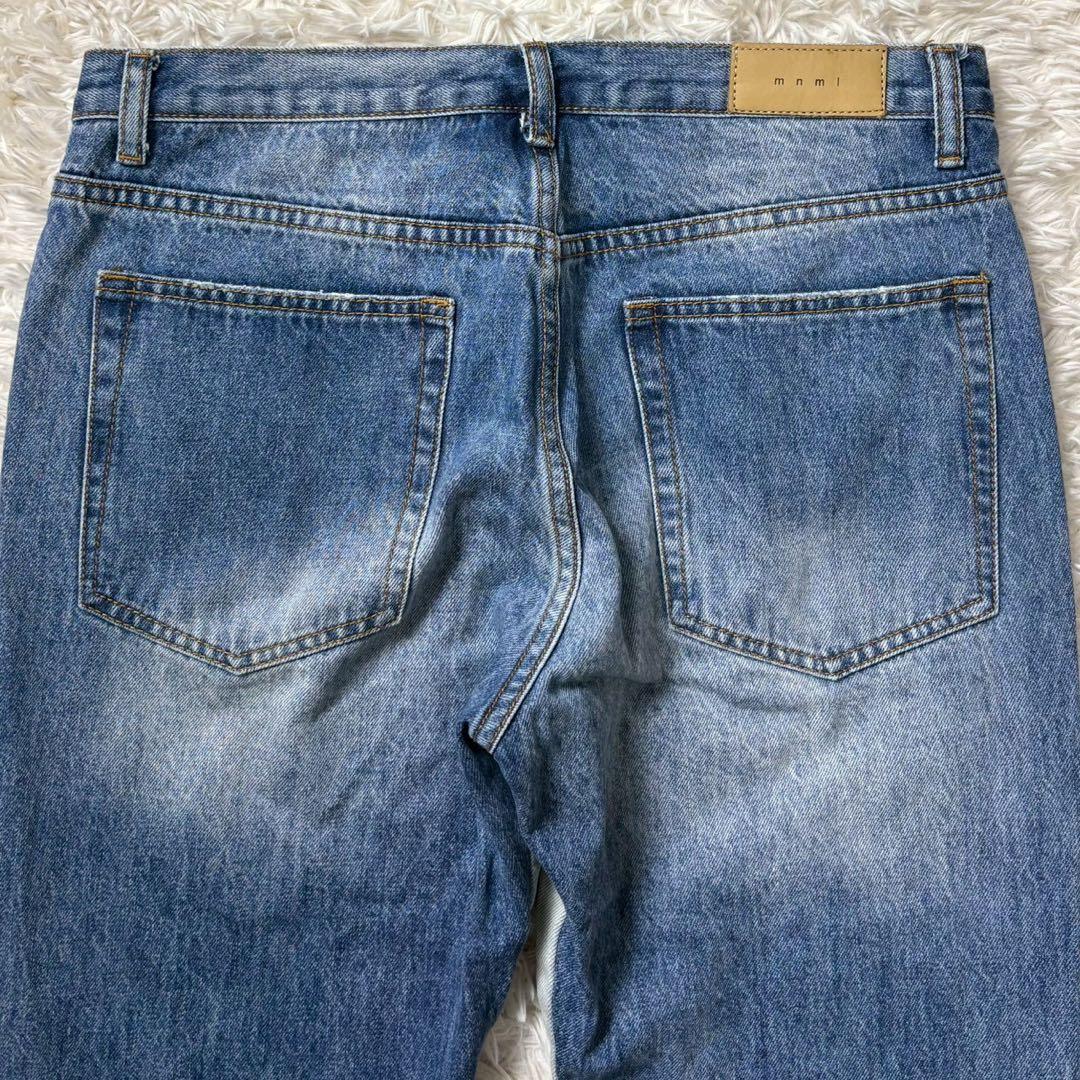 美品　MNML　フレアデニム　カットオフ　切り替え素材　W34