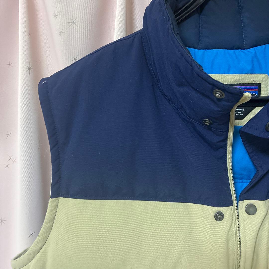 patagonia ダウンベスト Lサイズ ネイビー/ベージュ