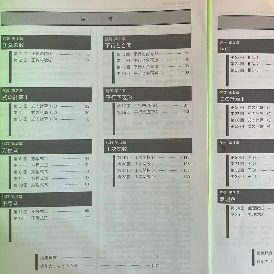 鉄緑会　数学基礎講座 中1代数/幾何 問題集 セット