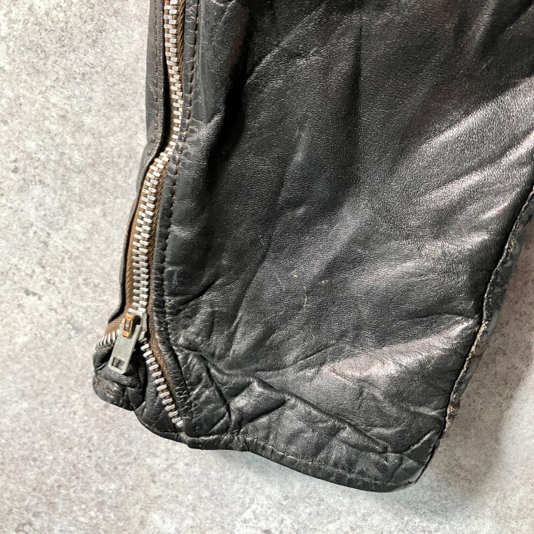 Brooks Leather　ライダースジャケット　レザー　ブラック　シングル