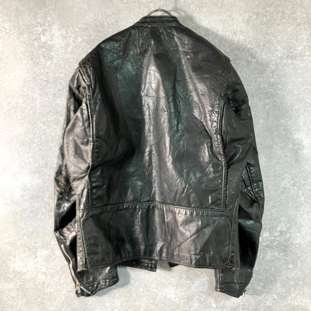 Brooks Leather　ライダースジャケット　レザー　ブラック　シングル