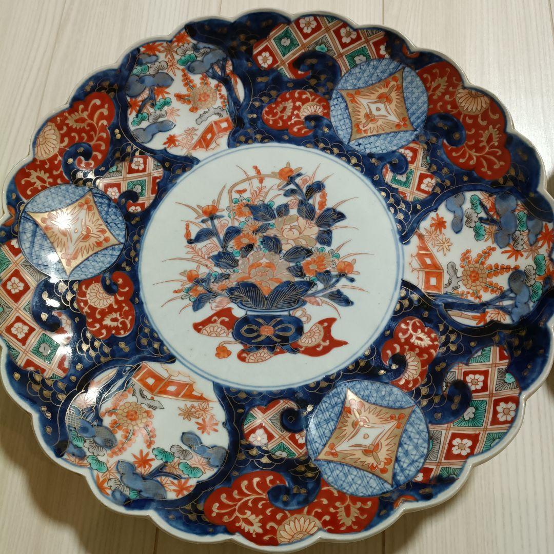 古伊万里 　大皿　飾皿　直径約４０cm　２個セット木箱あり