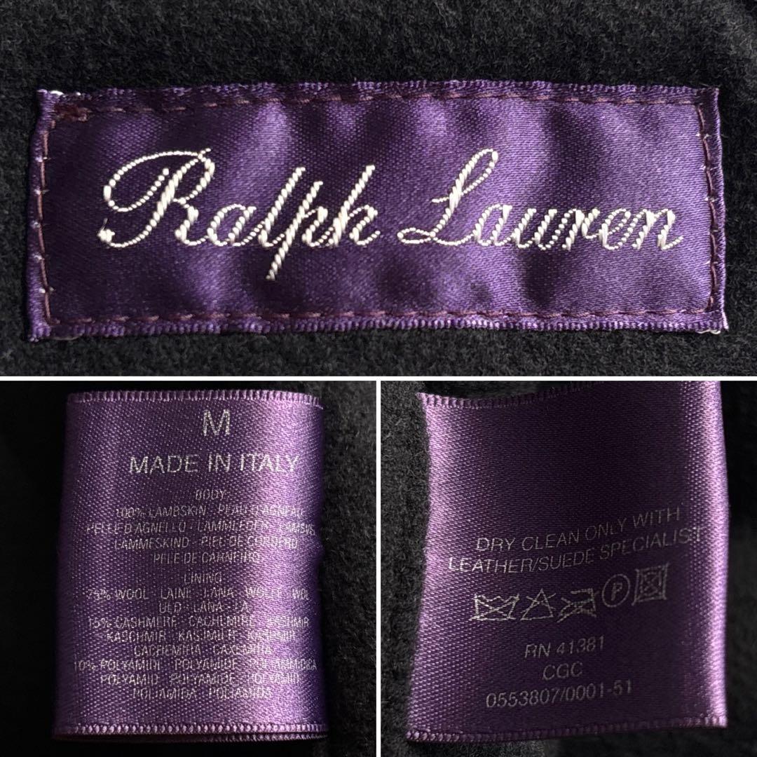 極美品■Ralph Lauren Parple Label ラムレザーコート 黒