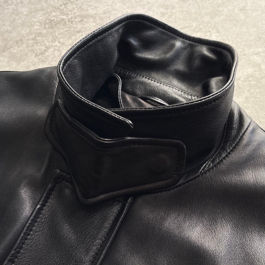 極美品■Ralph Lauren Parple Label ラムレザーコート 黒